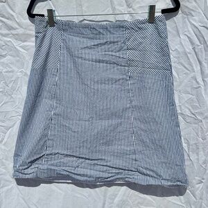 Coastal Nautical Blue and White Stripped 100% Cotton Lined Mini Skirt